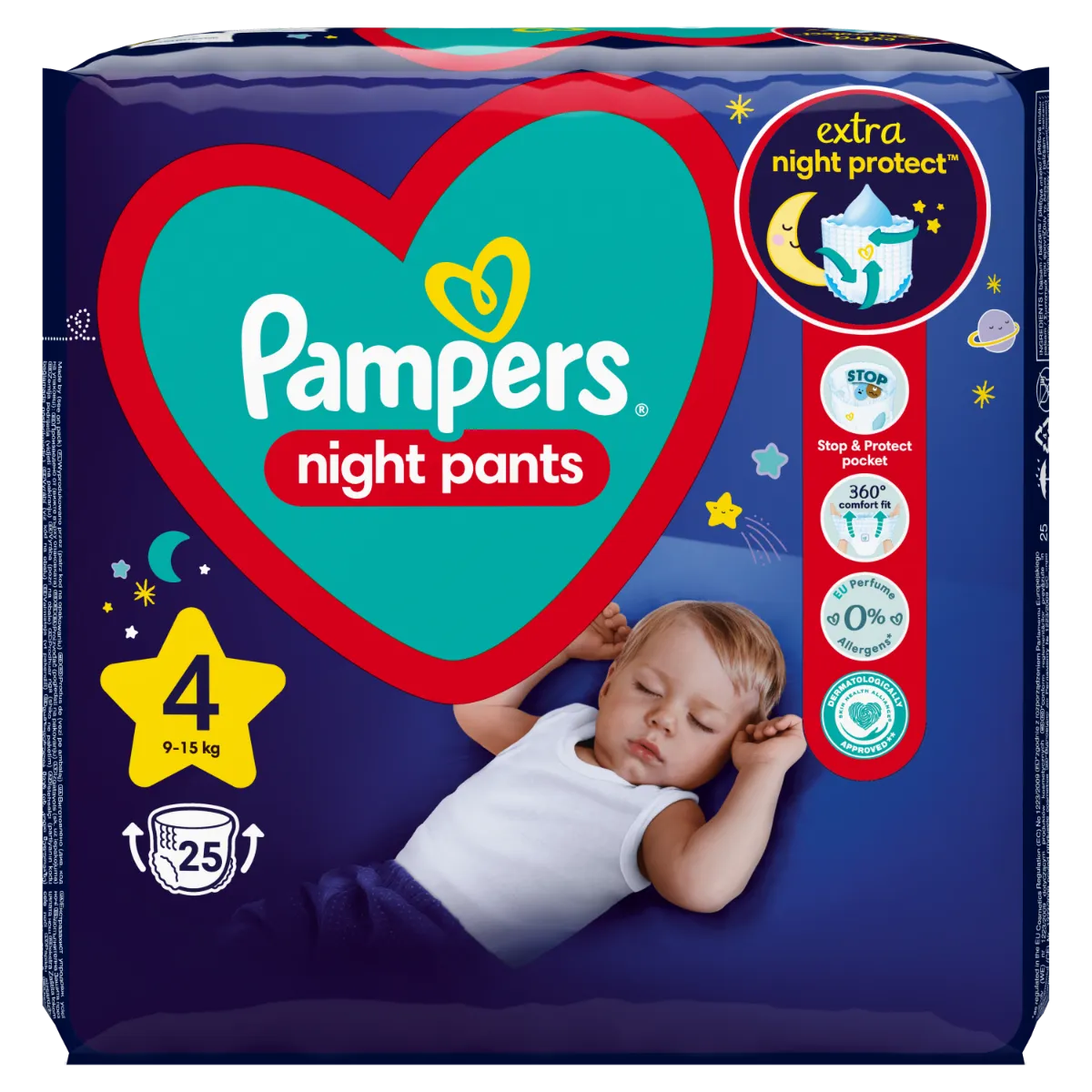 Pampers Night Pants vel. 4 9–15 kg dětské plenkové kalhotky 25 ks