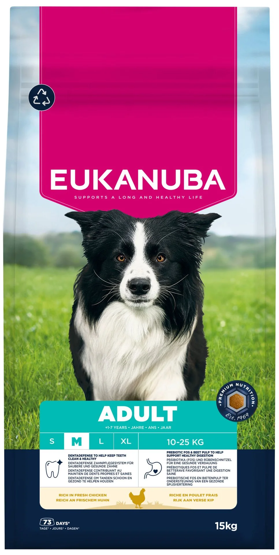 Eukanuba Krmivo Adult Medium rich in fresh chicken 15kg