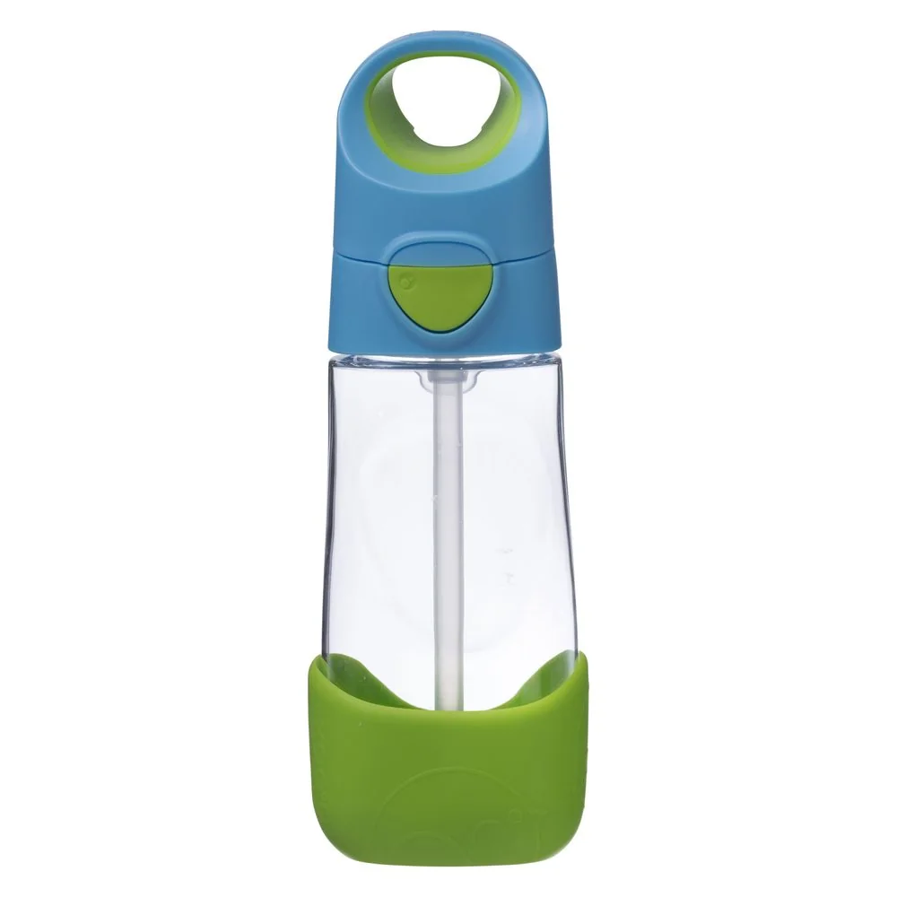 B.BOX Lahev na pití s brčkem 450 ml - modrá/zelená