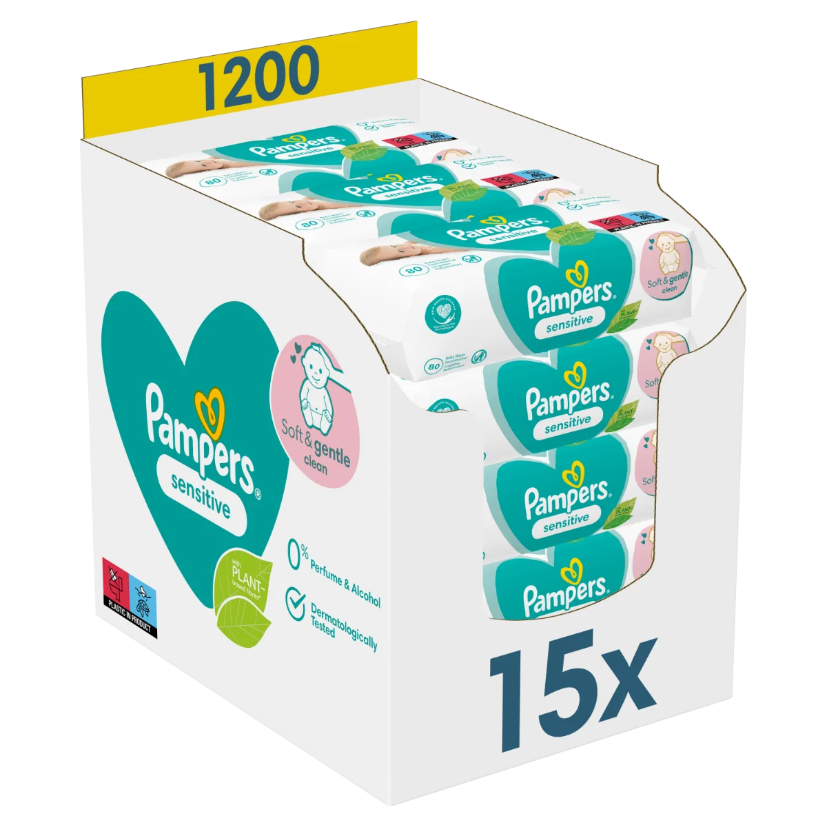 Pampers Sensitive vlhčené ubrousky 15x80 ks