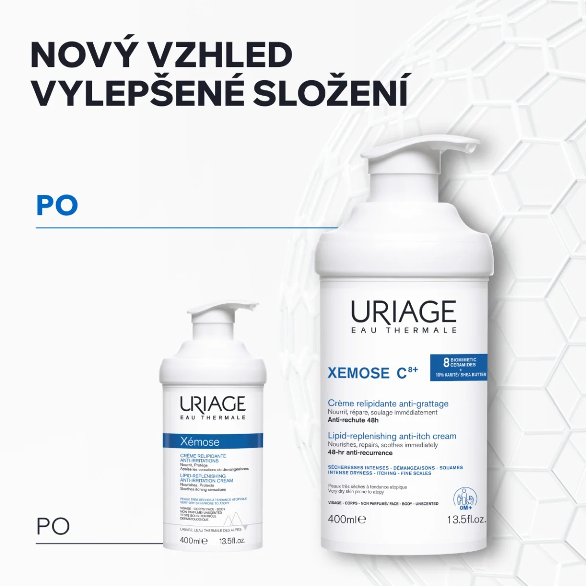 Uriage Xémose C8+ Relipidační zklidňující krém pro suchou až atopickou pokožku 400 ml