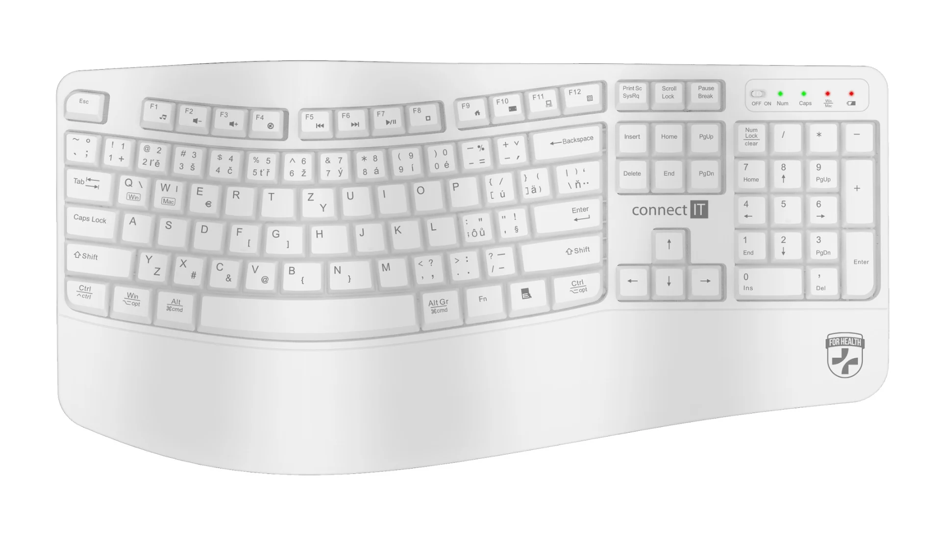 Connect IT For Health CZ + SK verze ergonomická klávesnice bílá