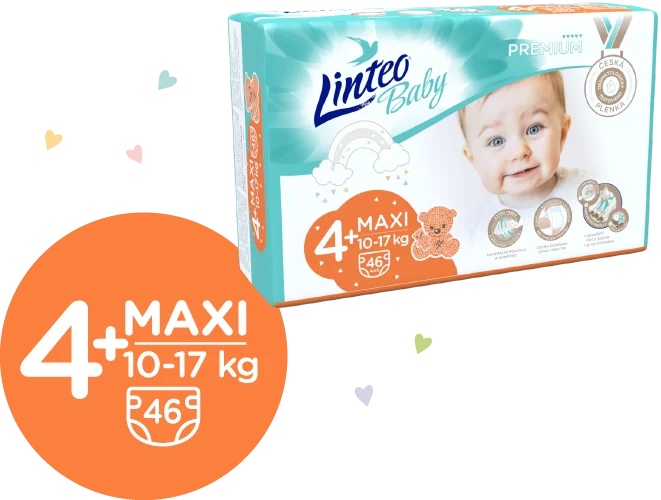 Linteo Baby PREMIUM 4+ Maxi 10-17 kg dětské plenky 46 ks