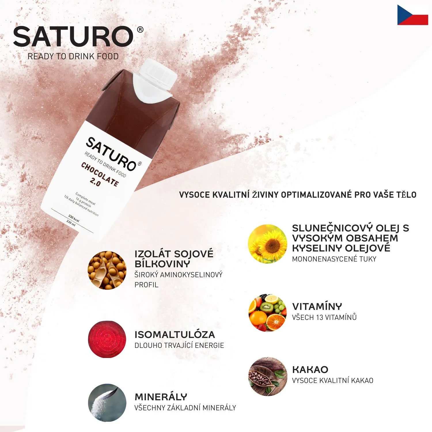 SATURO Čokoláda 2.0 drink 8x330 ml
