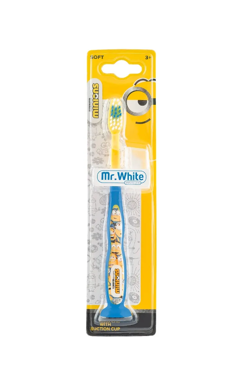 Mr. White Mimoň dětský zubní kartáček s přísavkou 1 ks