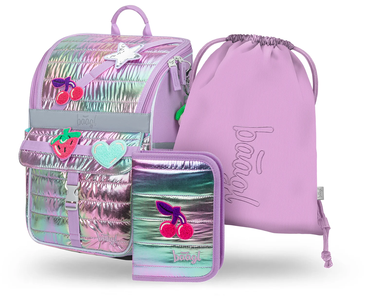 Baagl SET 3 Zippy Lavender: aktovka, penál, sáček
