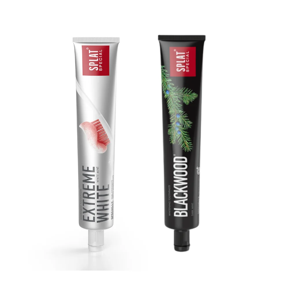 SPLAT Duo sada Special Extreme White a Blackwood zubní pasty 2x75 ml