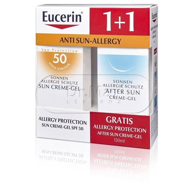 EUCERIN SUN SPF50 Ochranný gel na slun. alergii + Regenerační gel po opalování ZDARMA