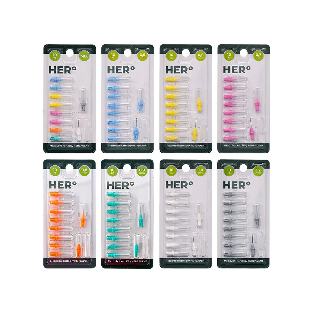 Herbadent HERo 0,9 mm náhradní mezizubní kartáčky 10 ks zelené