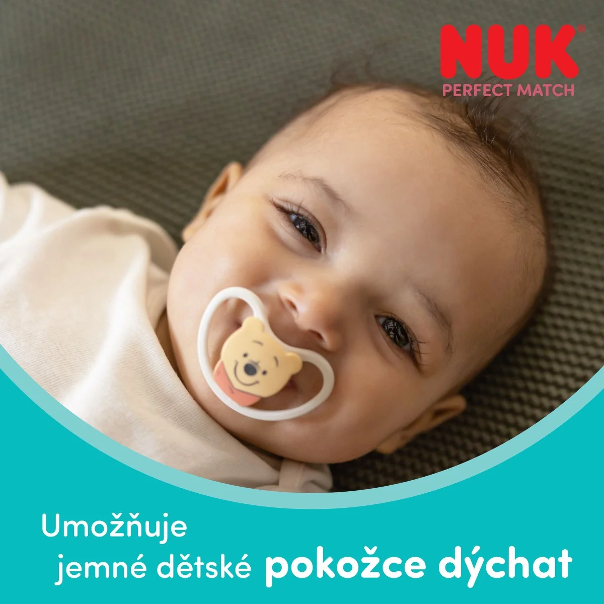 NUK Perfect Match Air Dudlík Disney Medvídek Pú 6–18m box 1 ks grey