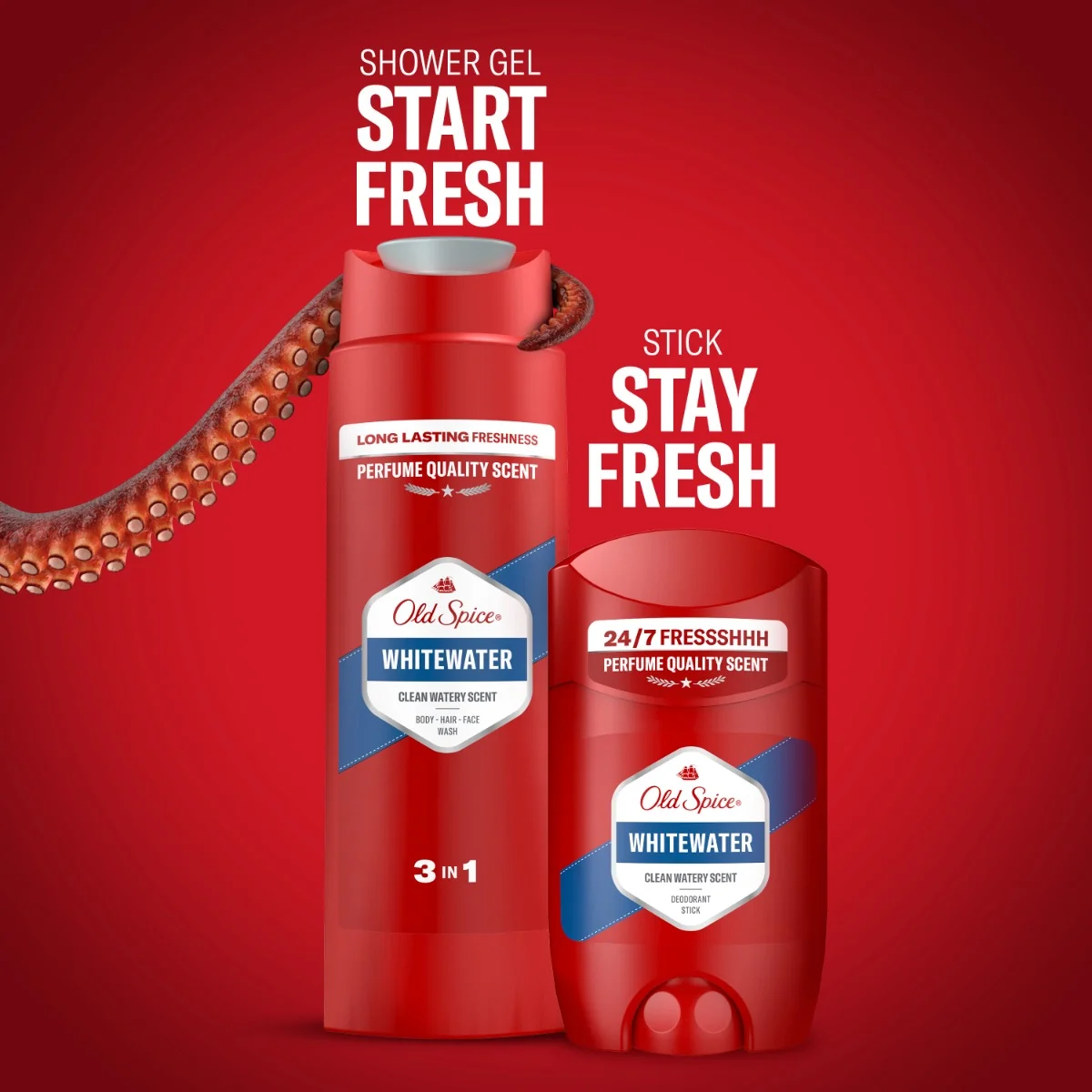 Old Spice Xmass sada Whitewater tuhý deodorant a sprchový gel 50 ml + 250 ml