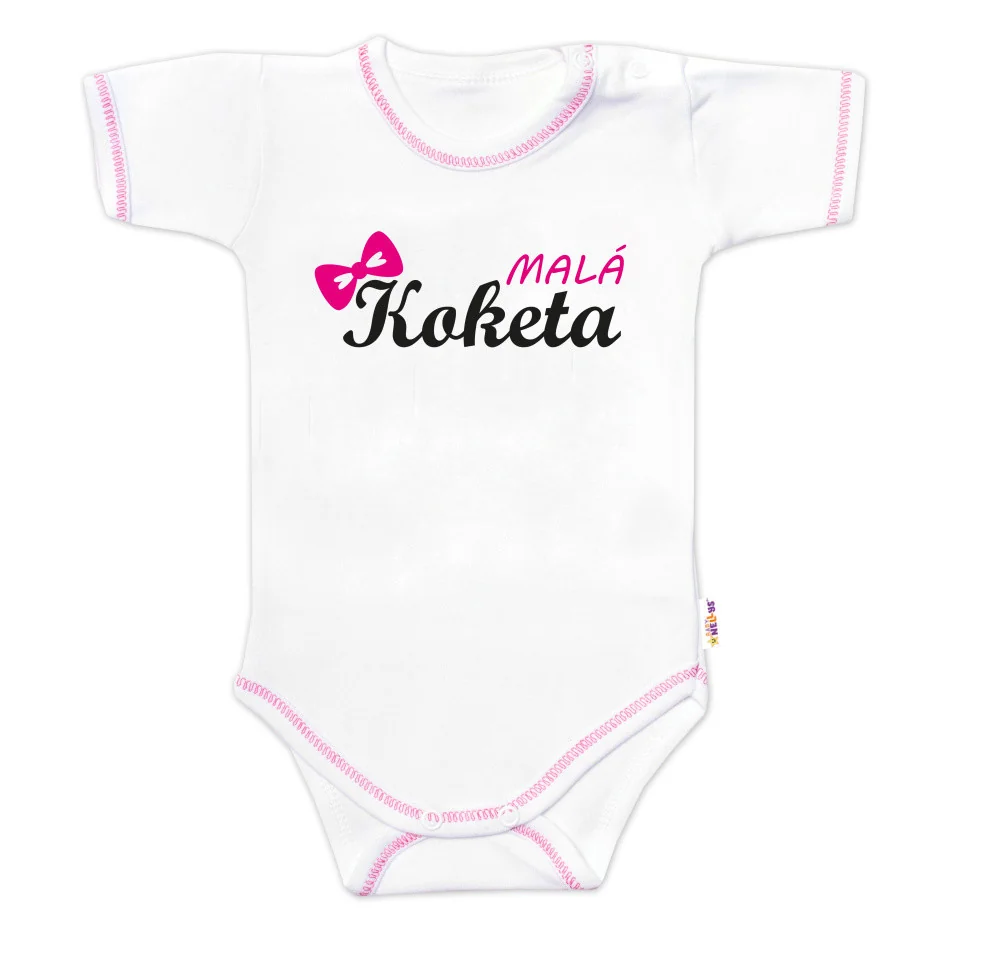 Baby Nellys Body kr. rukáv s vtipným textem, Malá Koketa,56
