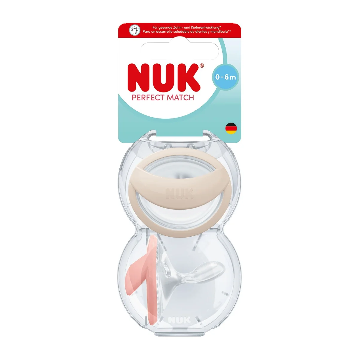 NUK Perfect Match Dudlík 0–6m box 2 ks beige/red