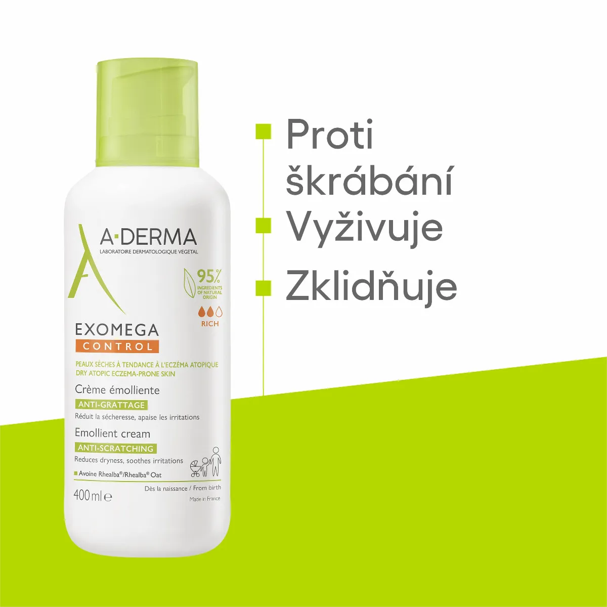 A-Derma Exomega Control Emolienční krém pro suchou kůži se sklonem k atopii 400 ml