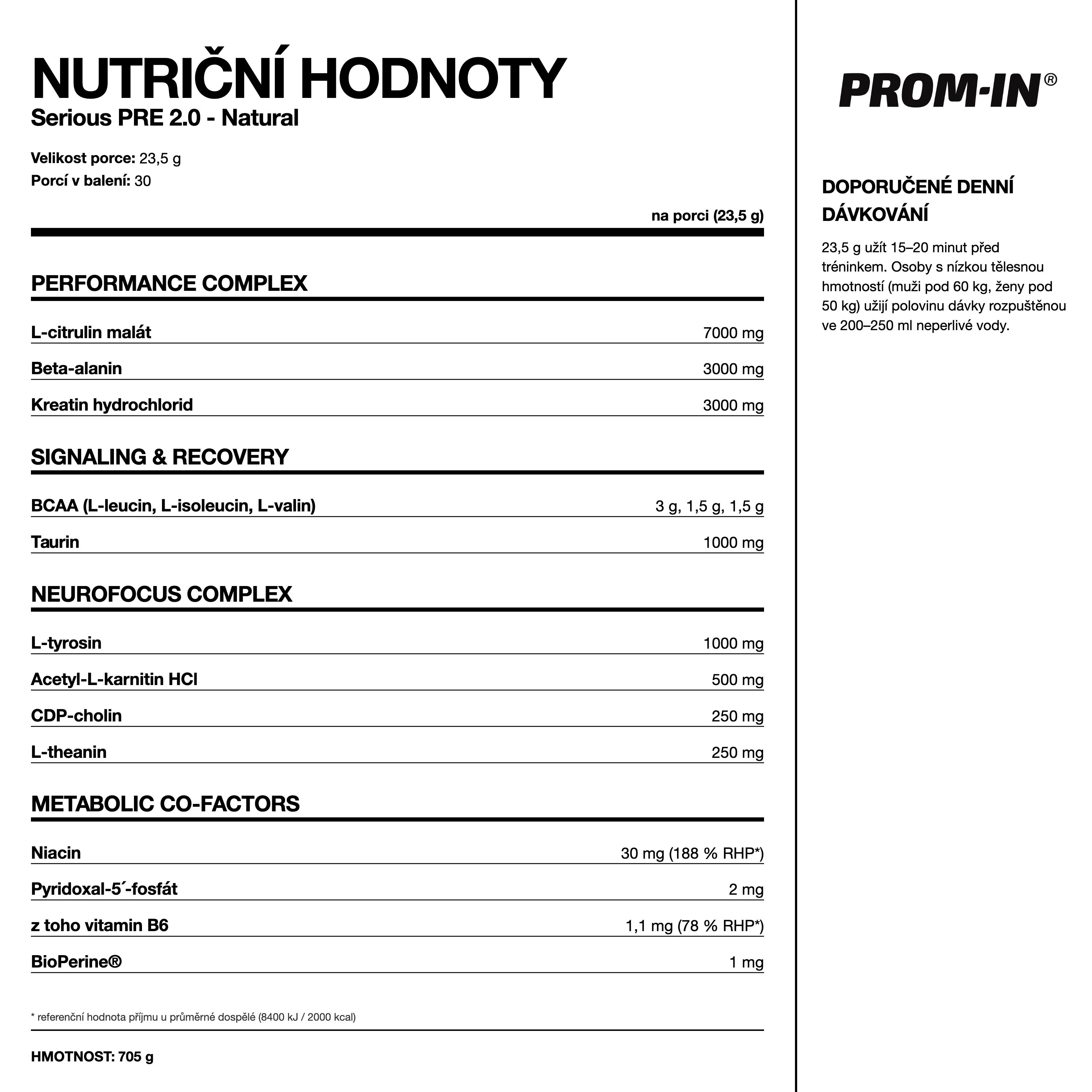 PROM-IN Serious Pre natural citron 705 g