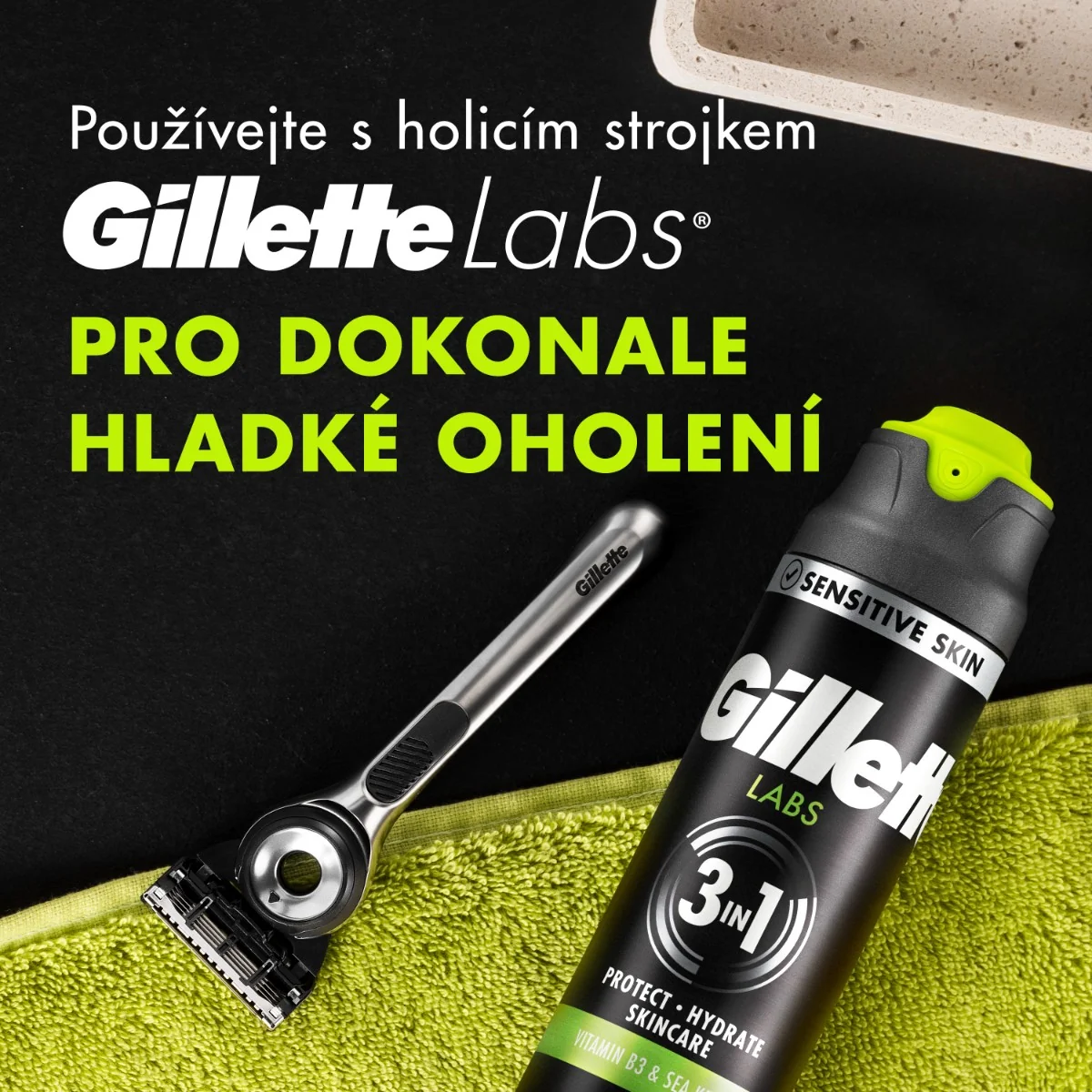 Gillette LABS 3v1 pánský gel na holení 198 ml