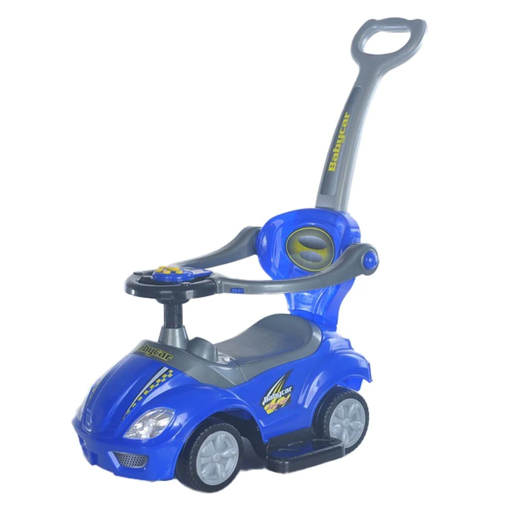 Baby Mix Dětské odrážedlo s vodící tyčí 3v1  Mega Car modré