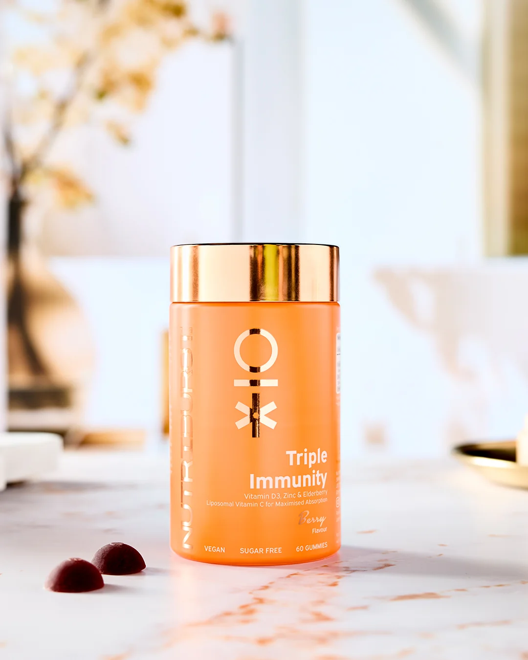 Nutriburst Premium Triple Immunity gummies s vitamíny a zinkem 60 ks lesní ovoce