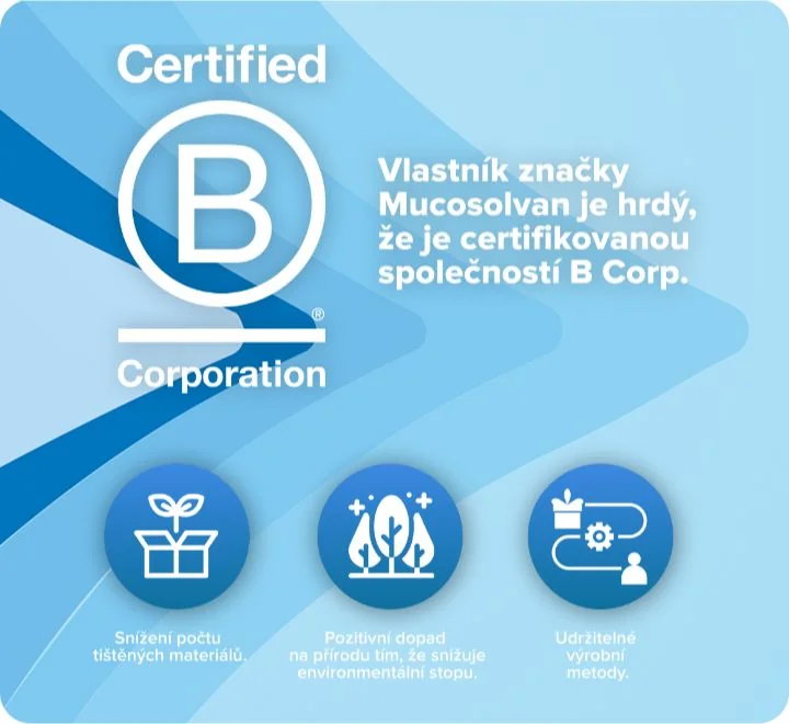 Vlastník značky Mucosolvan je hrdý, že je certifikovanou společností B Corp. Vlastník značky Mucosolvan je hrdý, že je certifikovanou společností B Corp.