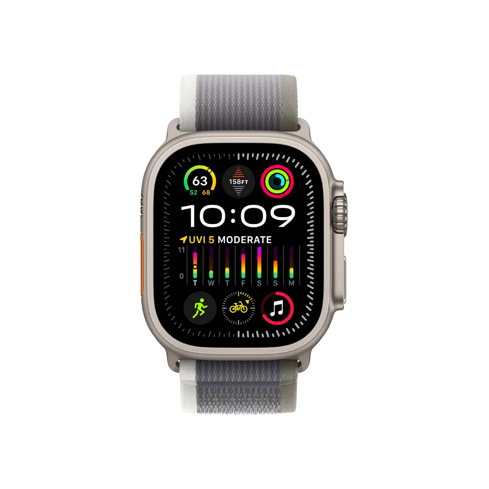 Apple Watch Ultra 2 49 mm Trail loop M/L smart hodinky Titanium/Green-Grey