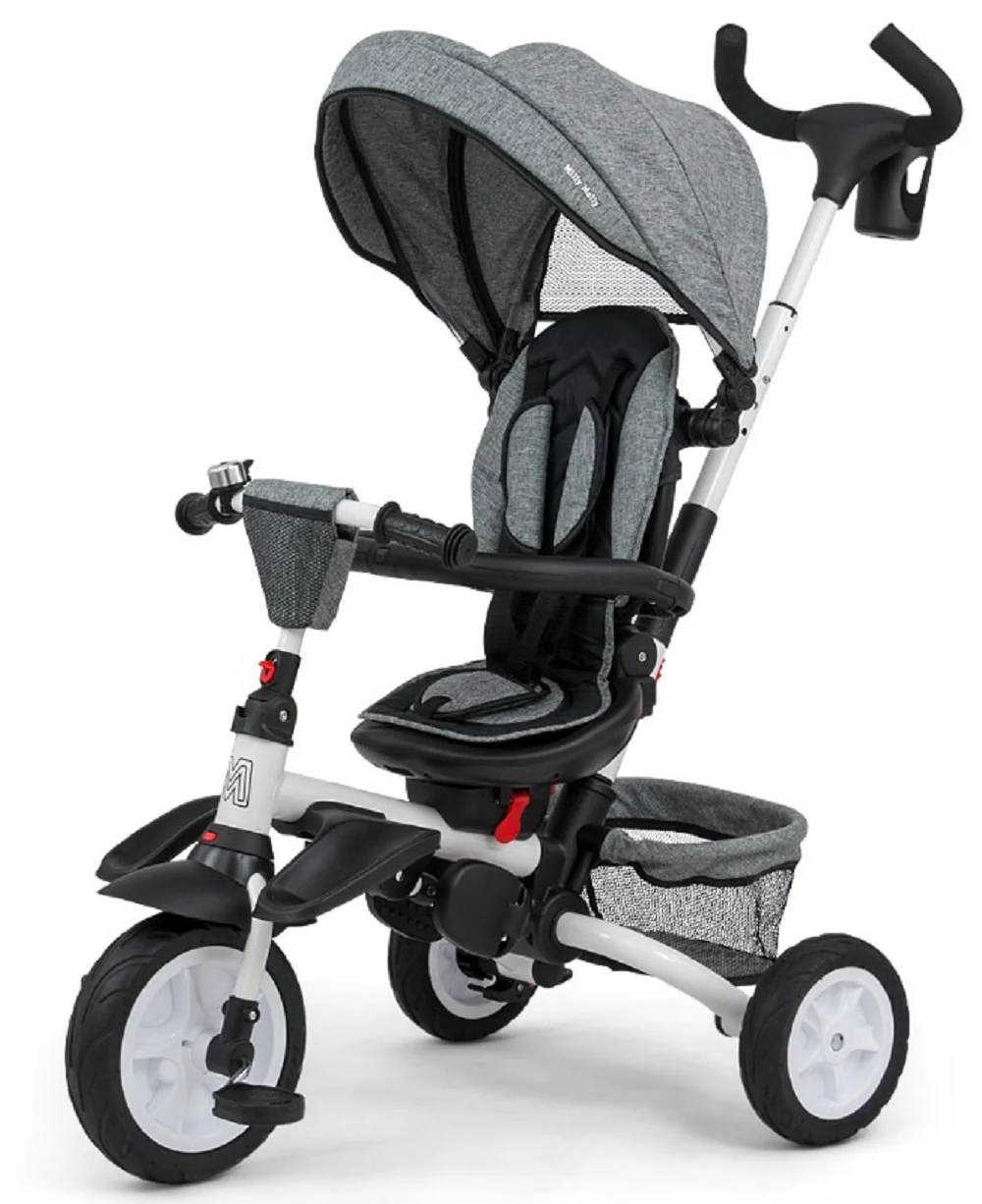 Milly Mally Luxusní Tříkolka Milly Mally Stanley Rubber Grey, šedá