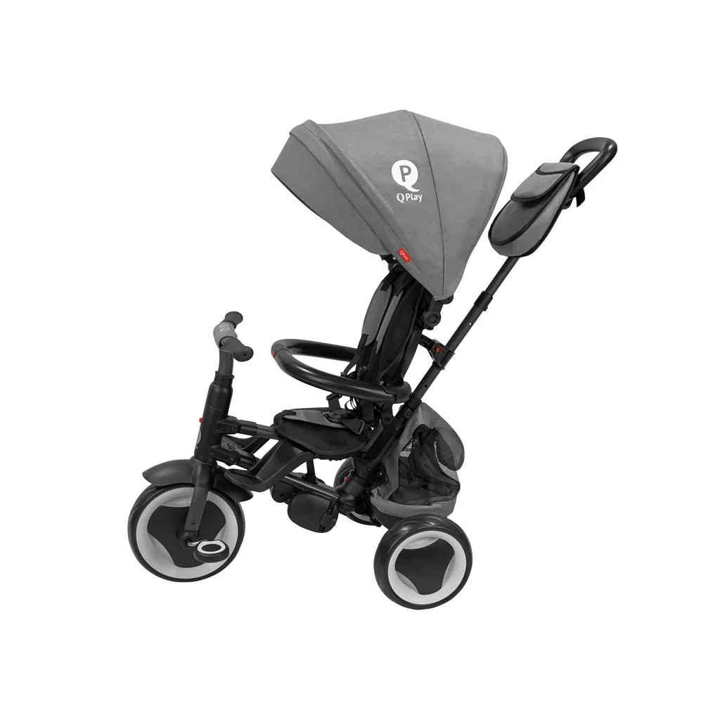 QPlay Tříkolka Rito eva plus Grey, věk 10-72 měsíců