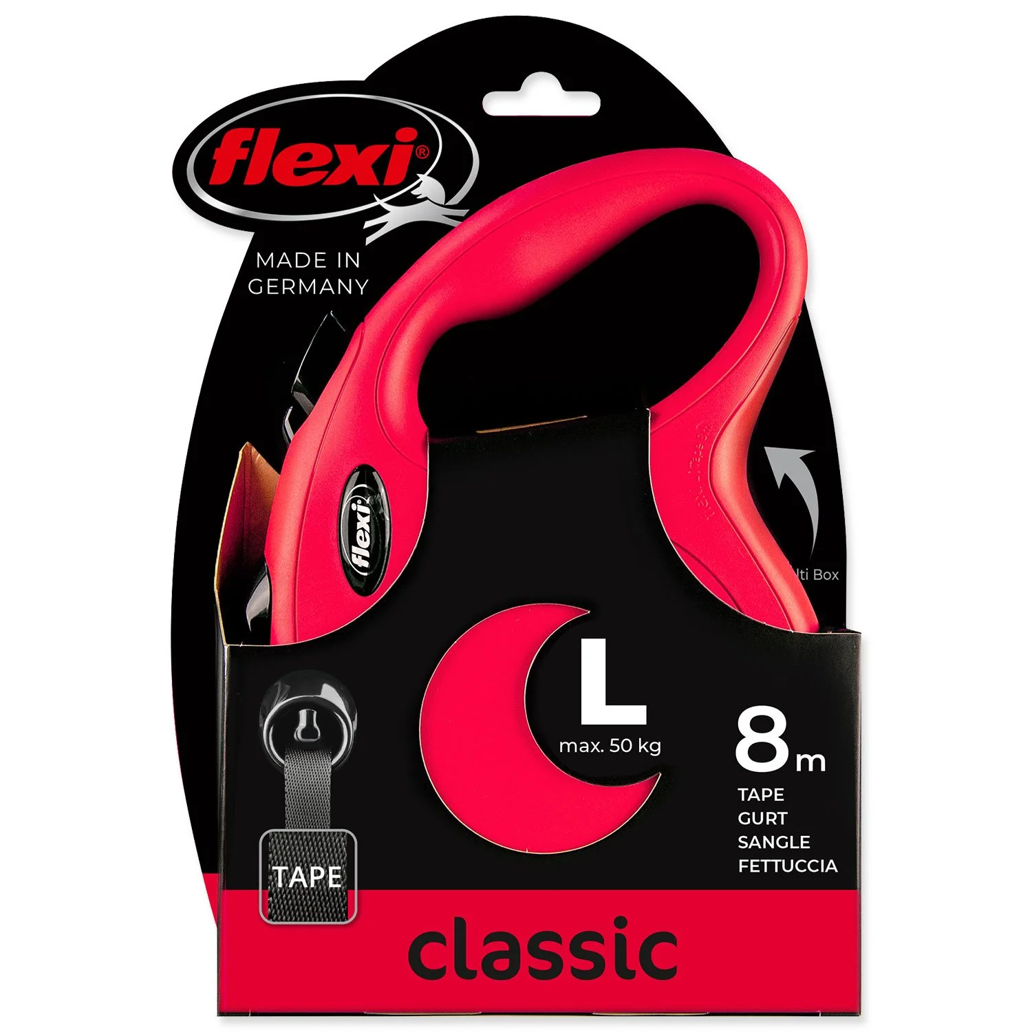 Flexi Vodítko Classic New páska L červené 8m