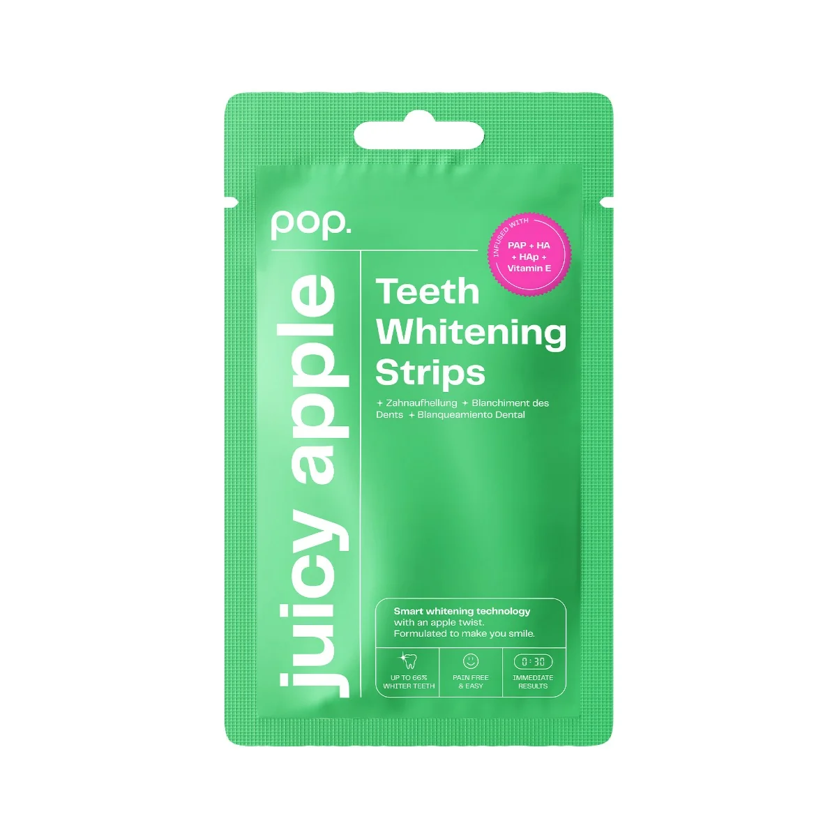 POP Juicy Apple bělicí pásky na zuby 7x2 ks jablečné