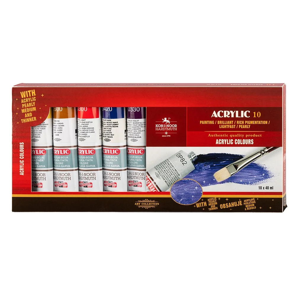 KOH-I-NOOR 1627/10 - souprava akrylových barev 10 × 40 ml 