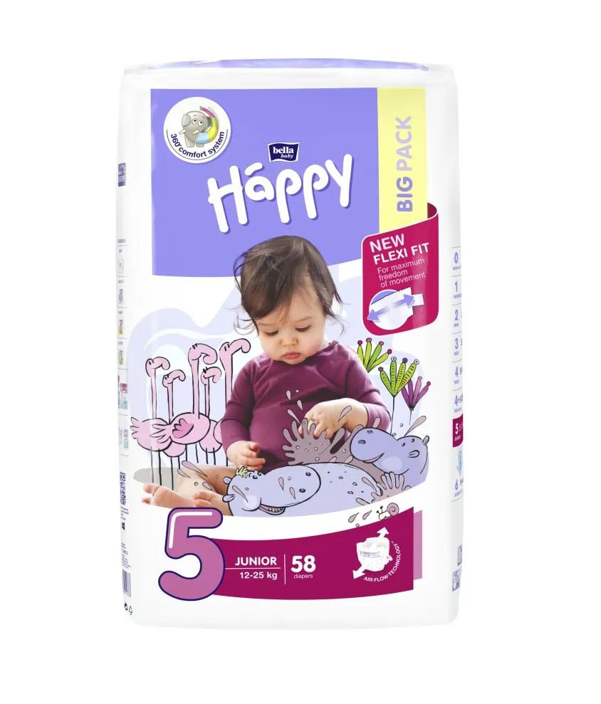 Bella Baby Happy Junior 12–25 kg dětské plenky 58 ks