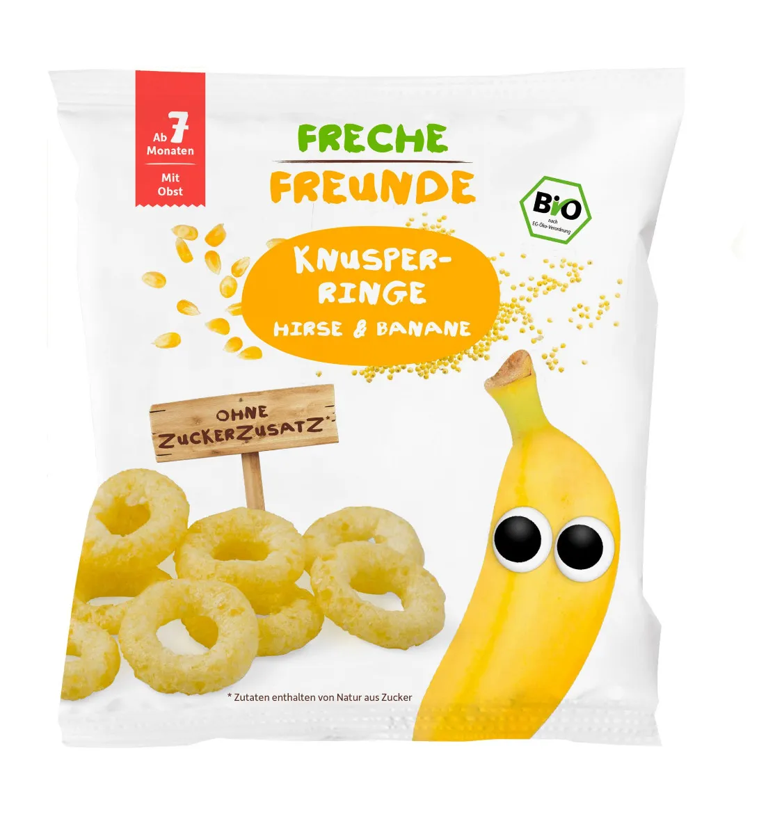 Freche Freunde BIO Křupavé kroužky proso a banán 20 g
