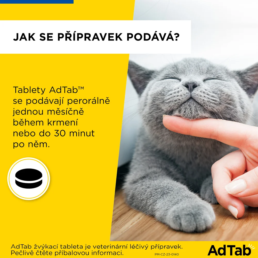 AdTab Žvýkací tablety pro kočky 0,5-2 kg 12 mg 1 tableta