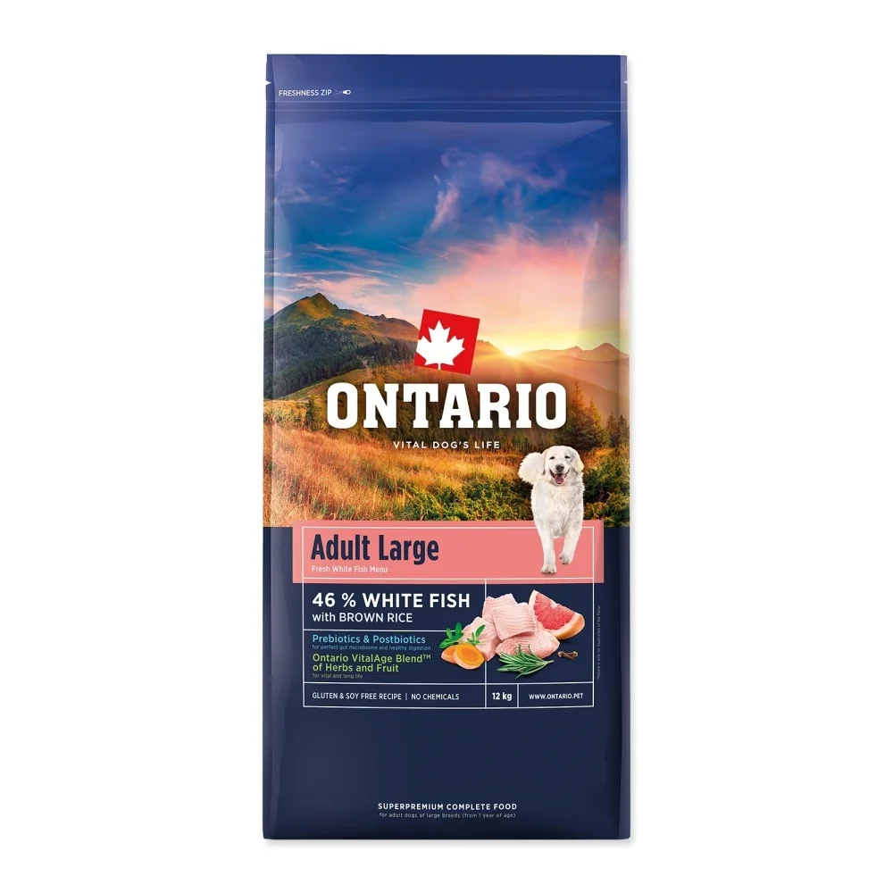 Ontario Adult Large Fish & Brown Rice krmivo 12 kg