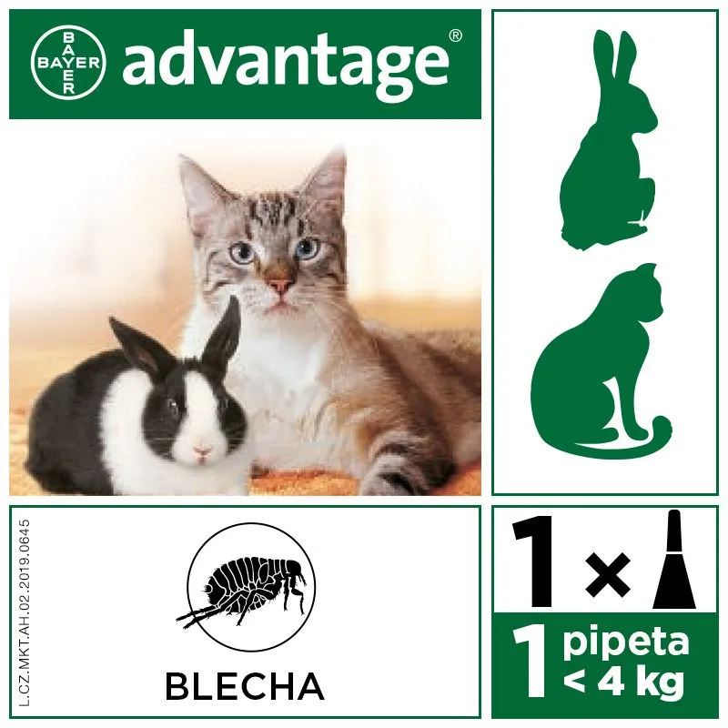 Advantage Roztok pro nakapání na kůži spot-on pro malé kočky a králíky 40 mg 1x0,4 ml