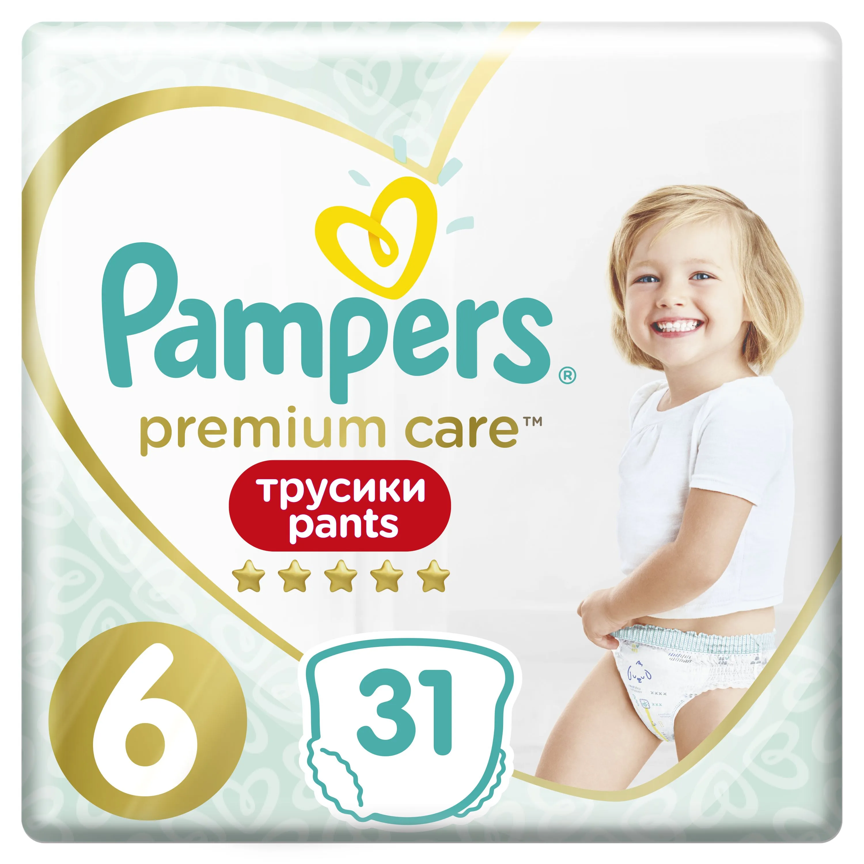 Pampers Premium Care vel. 6 15+ kg plenkové kalhotky 31 ks