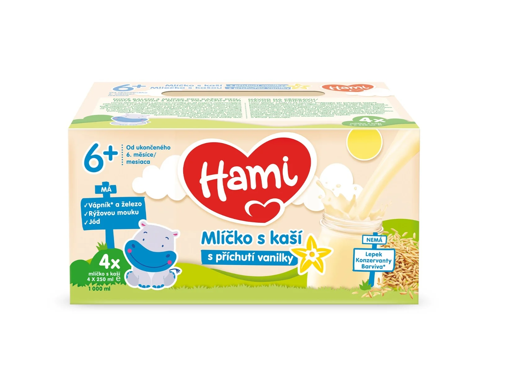 Hami Mlíčko s kaší s příchutí vanilky 4x250 ml