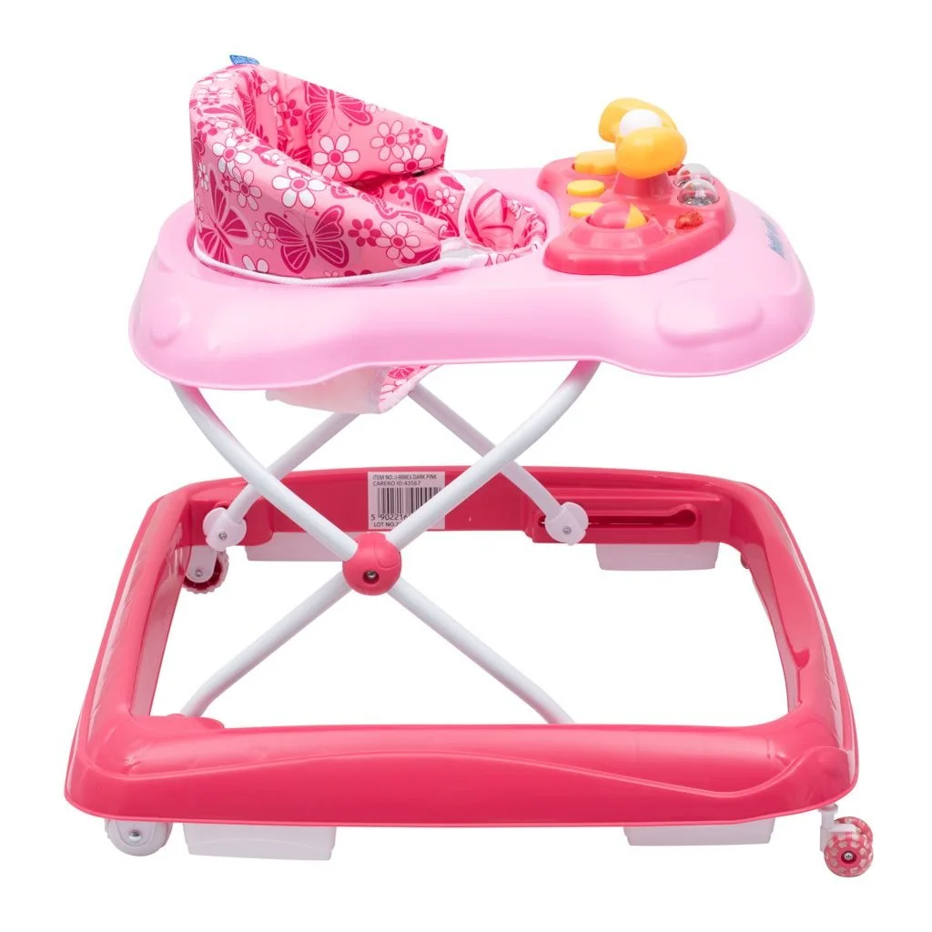 Baby Mix Dětské chodítko s volantem a silikonovými kolečky růžové