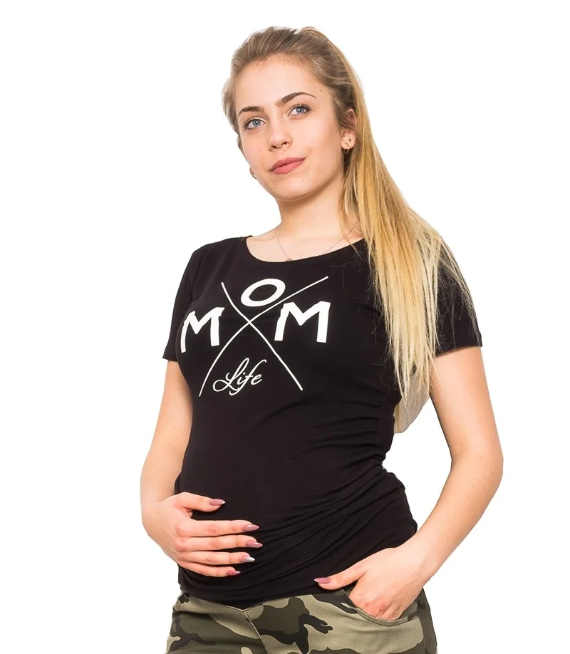 Be MaaMaa Těhotenské triko Mom Life - černá, vel. XL