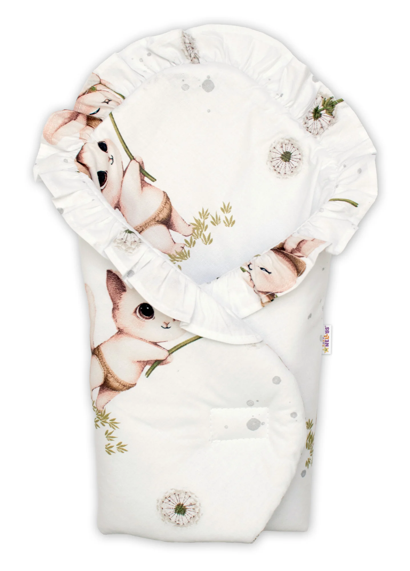 Baby Nellys Sada pro panenku 3D, zavinovovačka, peřinka a polštářek, Kitty
