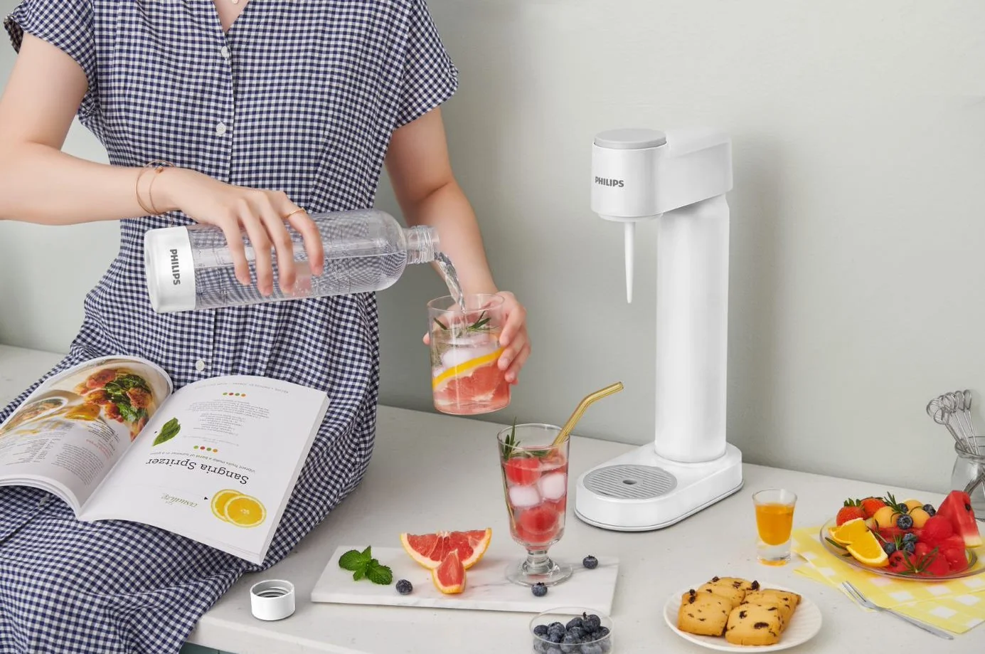 Philips Lite ADD4901GR výrobník sody s CO₂ bombičkou bílý