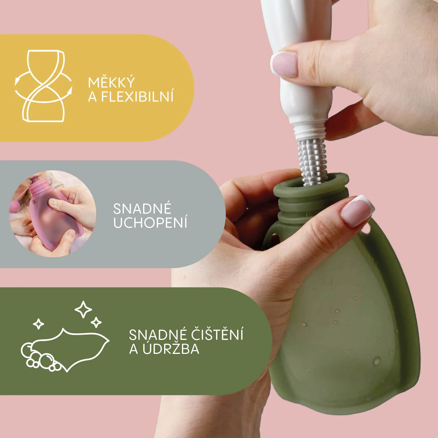 Zopa Silikonová plnitelná kapsička na dětskou stravu, Transparent Grey 3