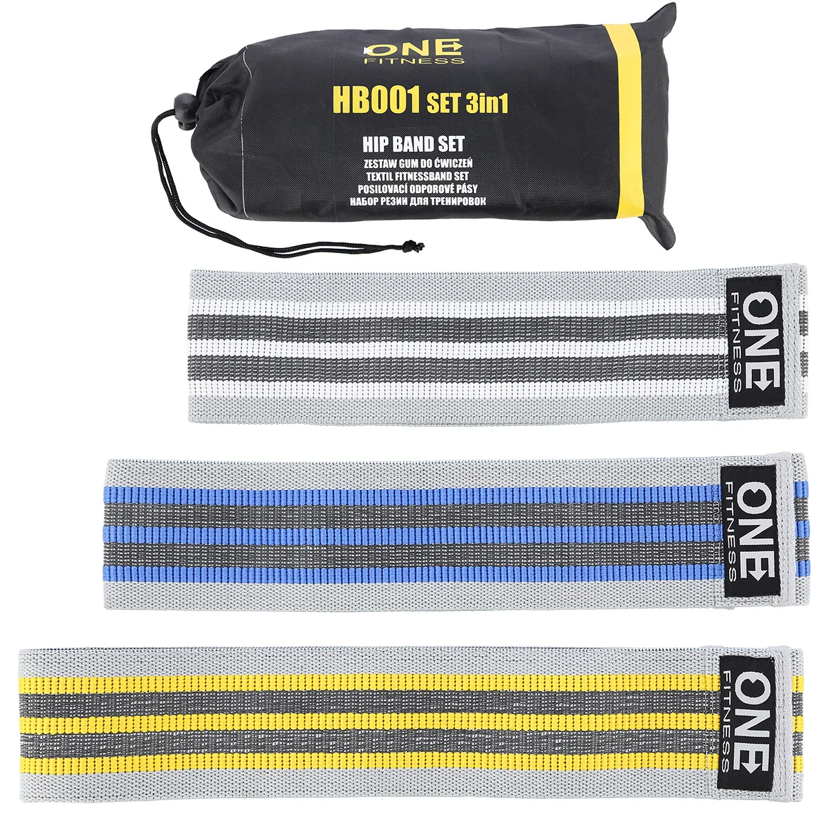 One Fitness Sada odporových gum Hip band HB001 3v1