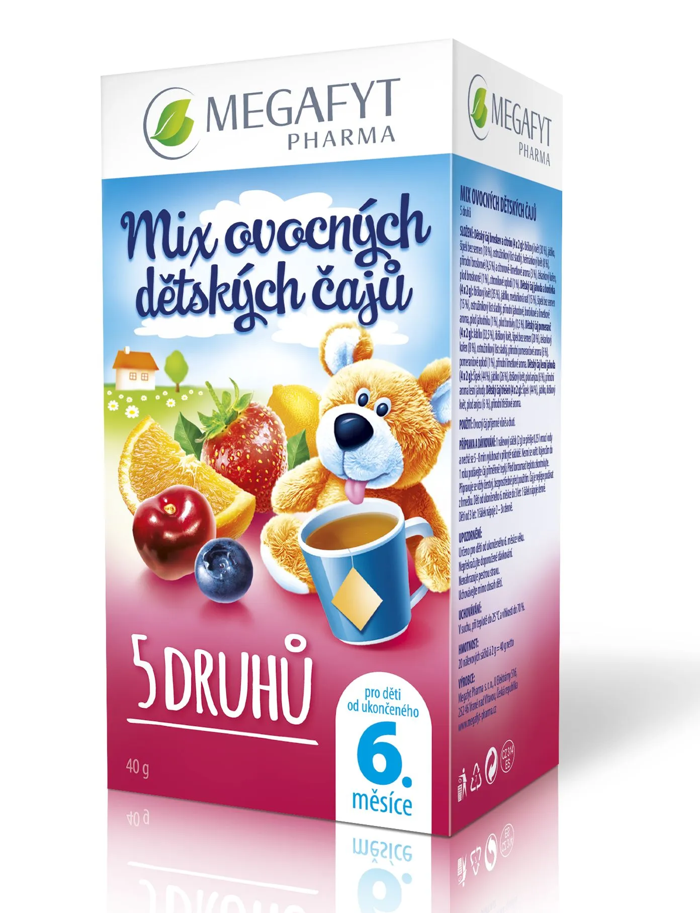 Megafyt MIX 5 druhů ovocných dětských čajů 20x2g