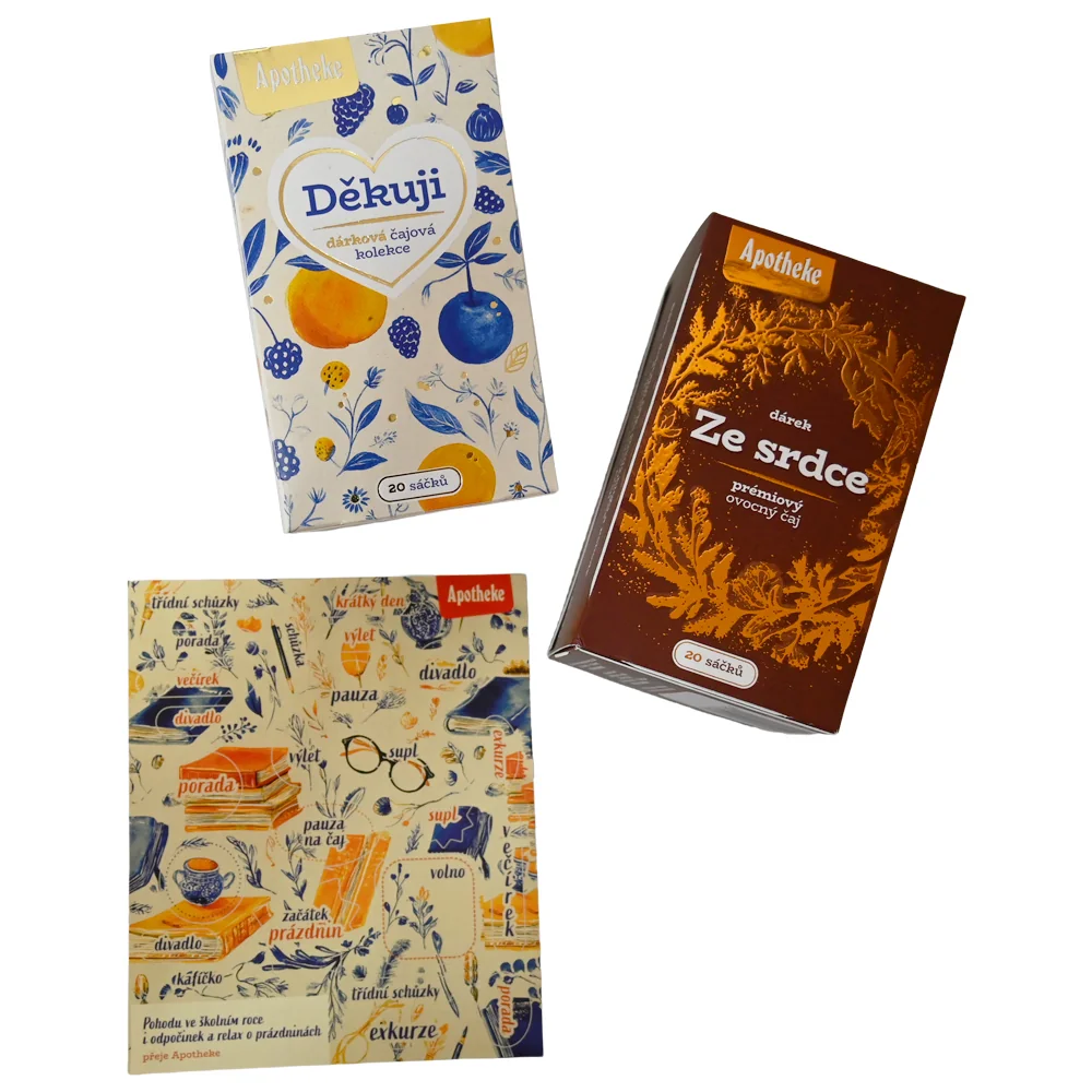 Apotheke Paní učitelce (Děkuji+Ze srdce) dárková sada 2x20 sáčků