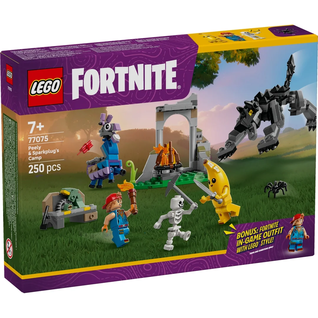 LEGO® Fortnite® 77075 Peely a Sparkplug a jejich tábořiště