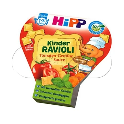 HIPP BIO DĚTSKÉ TĚSTOVINY Ravioly v rajčatové omáčce 250g