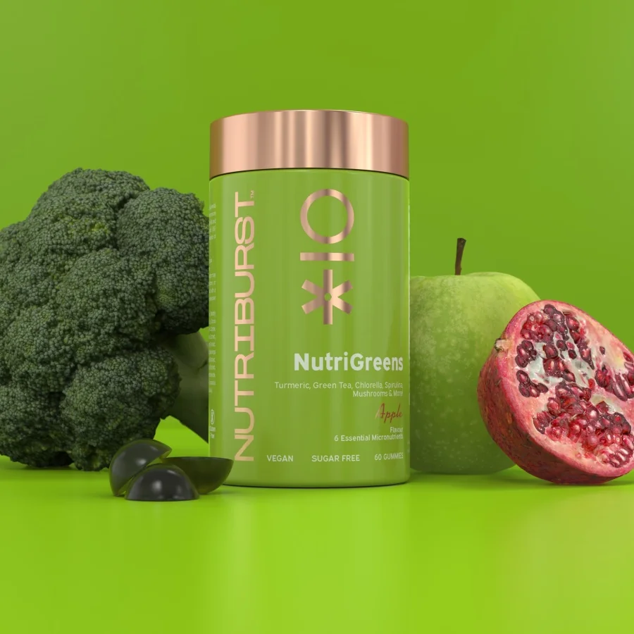 Nutriburst Premium NutriGreens gummies se superpotravinami a antioxidanty 60 ks jablko