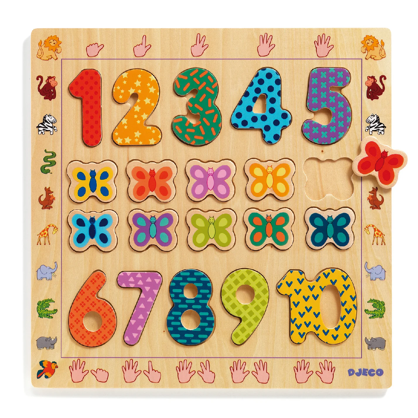 Djeco Vkládací puzzle Počítaní s motýlky