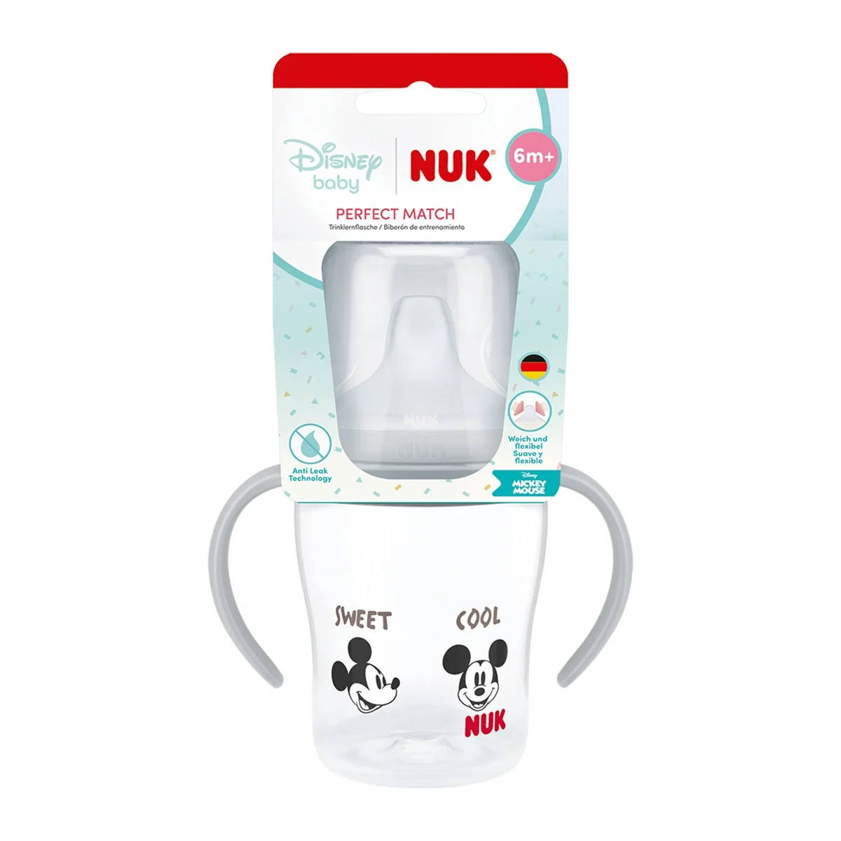 NUK Perfect Match Láhev na učení Disney Mickey 6m+ 150 ml 1 ks grey