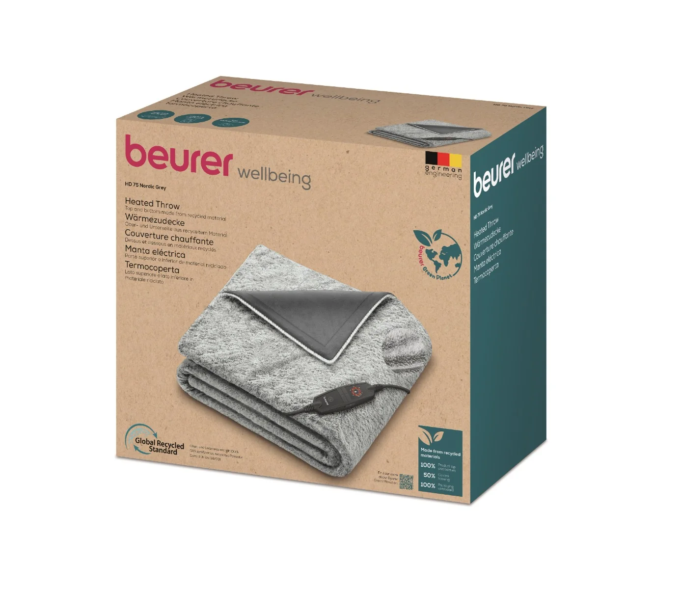 Beurer HD 75 Nordic Green Planet vyhřívací deka